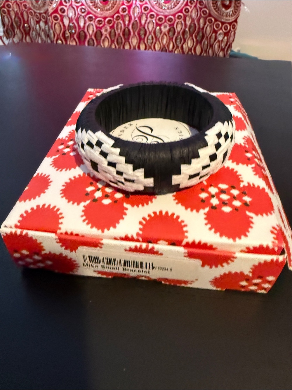 Plunder Mika Small Woven Cuff Bracelet Black White Boho Statement